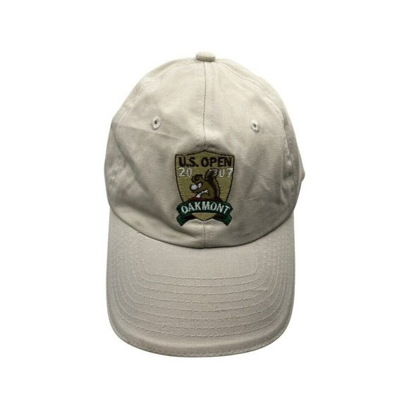 2007 US Open Oakmont USGA  Golf Hat Khaki Adjustable Ball Cap Vintage Squirrel - Picture 1 of 6